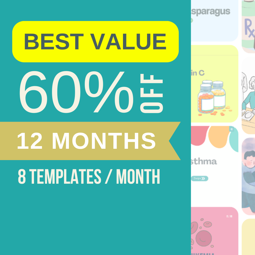 12-Month Pre-Paid Plan (08 Templates a Month) for Women's Health Social Media Templates